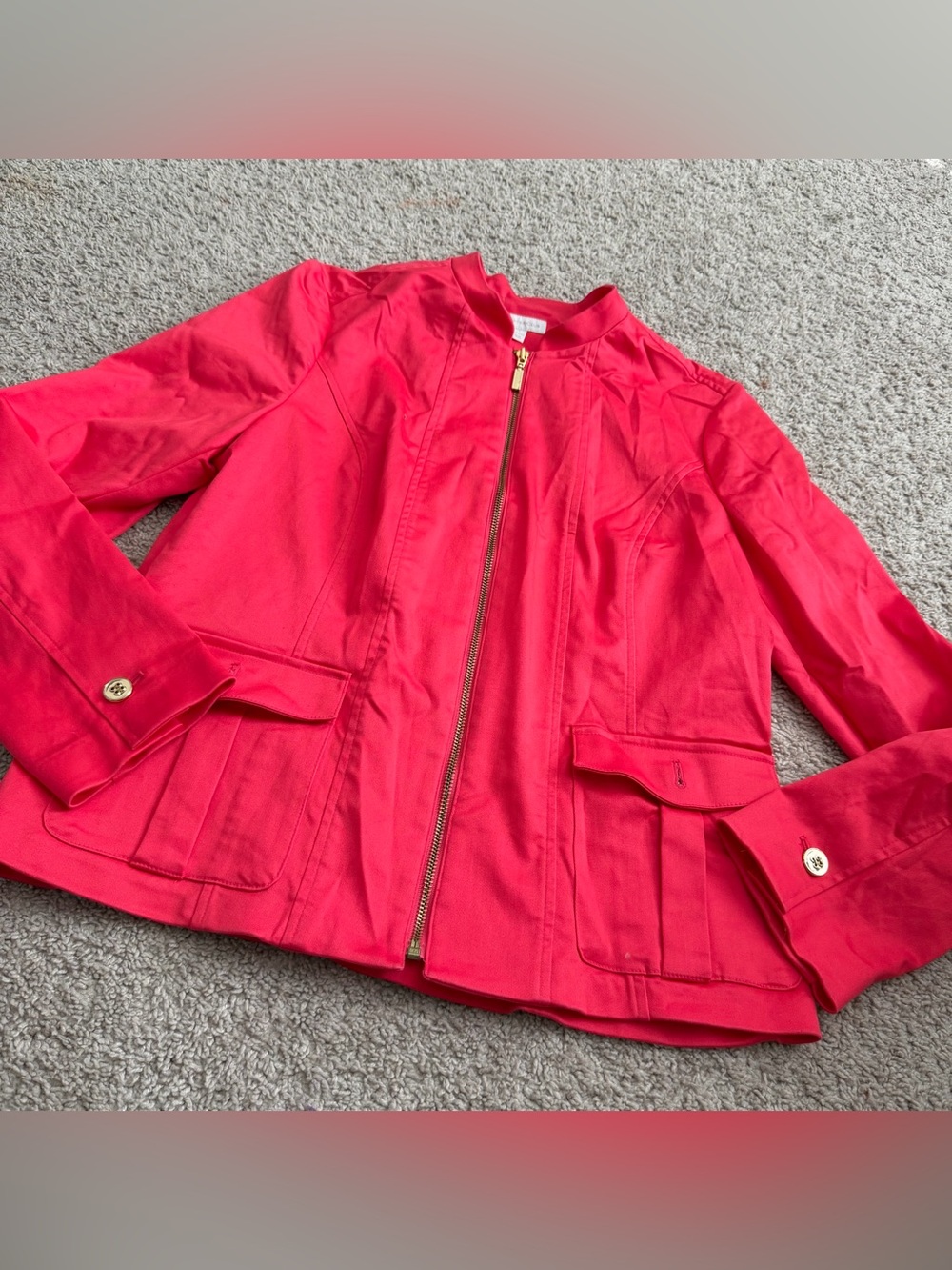 Charter Club Hot Pink Zip-Front Top